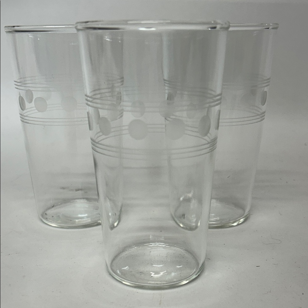 Elegant Clear Glass Tumbler Set vintage dots set of 3